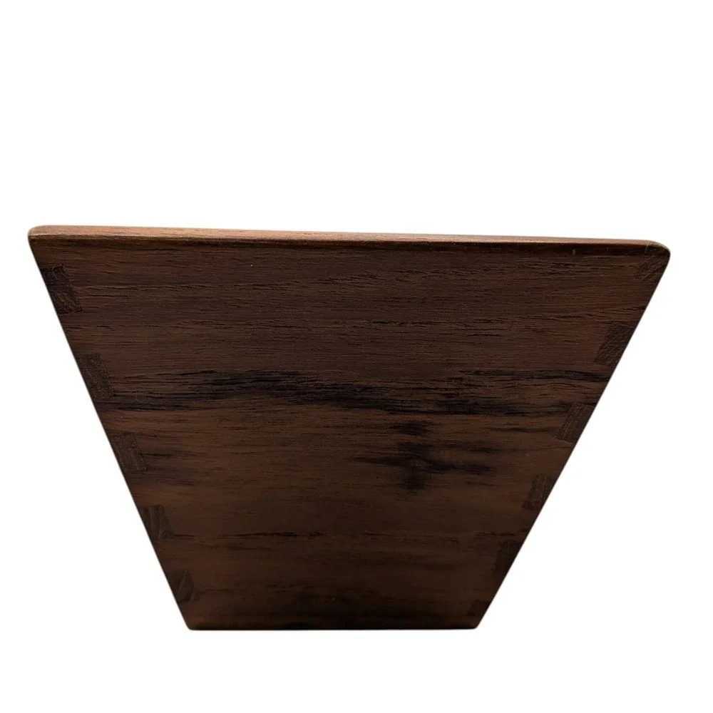 Vintage Sowe Teakwood Bowl Dovetail Handmade Pentagon Sweden Mid‎ Century SEE